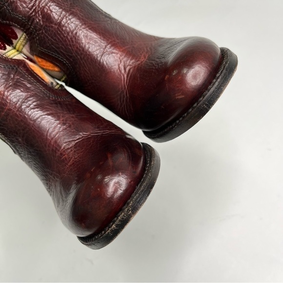 RARE Freebird by Steven Disco Western Tapestry Distressed Rust Leather Boho Boot - Picture 4 of 16